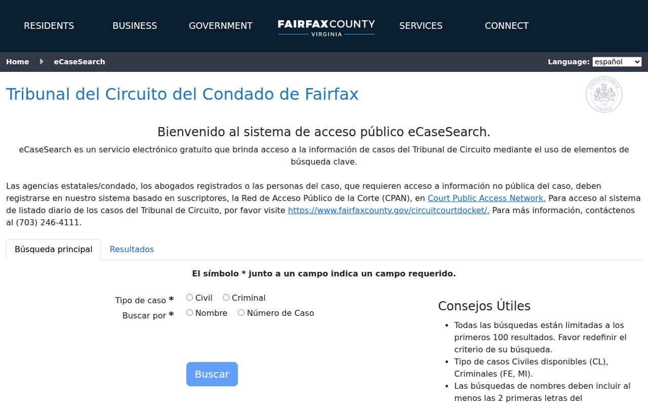 Fairfax residents directory circuit court case search