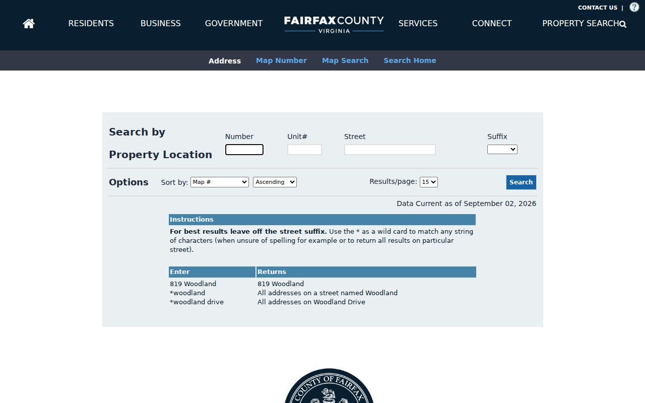 Fairfax residents directory iCare address search form
